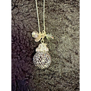 Henri Bendel Crystal Pavé Pendant Necklace – 30” Long – Heavy Statement Costume